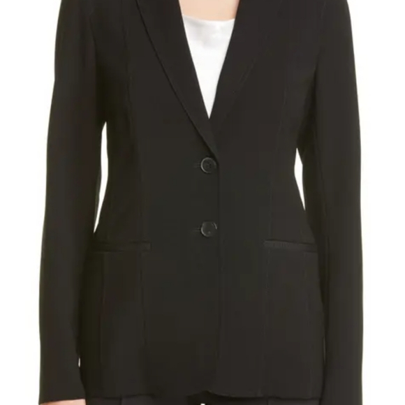 NWT Lafayette 148 Classic Black 2 Button Crepe Blazer 14 - Picture 2 of 9